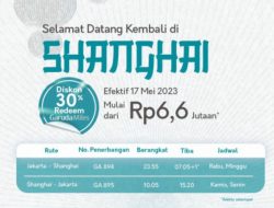 Dorong Peningkatan Kunjungan Wisatawan Mancanegara, Garuda Indonesia Mulai Layani Penerbangan Jakarta-Shanghai PP