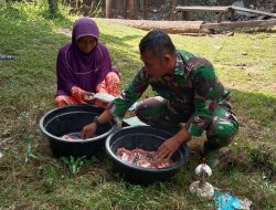Eratkan Kemanunggalan, Satgas TMMD Reguler ke-116 Belajar Buat Ikan Asin Bersama Warga