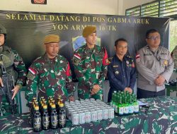 Satgas Pamtas RI-Malaysia Yonarmed 16/TK Amankan Miras Seludupan Asal Malaysia