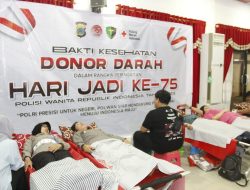 Bakti Kesehatan Donor Darah Hari Jadi ke-75 Polwan, 100 Kantong Darah Terkumpul