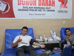 HUT Humas Polri ke-72, Bidhumas Polda Sulteng Gelar Donor Darah