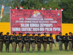 Ikuti Latpraops Damai Cartenz 2024 BKO Polda Papua, Kapolda Lepas 110 Personel Brimob Terbaik Polda Sulteng