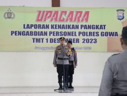 Kapolres Gowa Pimpin Upacara Korps Raport Kenaikan Pangkat Pengabdian