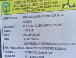 Proyek Rabat Beton di Desa Balla Mulai Rusak, Masyarakat Minta APH Lakukan Pemeriksaan