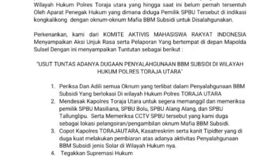 Komite Aktivis Mahasiswa Indonesia Ancam Demo di Polda Sulsel Jika Mafia BBM Tak Ditekan