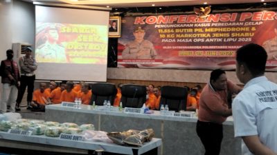 Pengungkapan Besar Peredaran Gelap Narkoba di Ops Antik Lipu 2025: 11.554 Butir Pil Medhedrone dan 10 Kg Shabu Disita